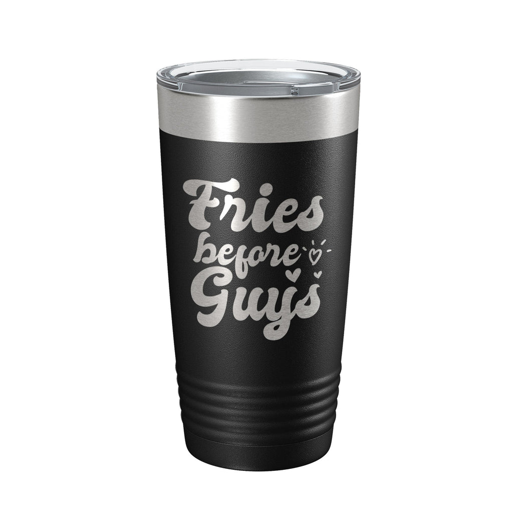 Fries Before Guys Tumbler Funny Galentine's Day Travel Mug Valentine's Single Insulated Laser Engraved Coffee Cup Retro 20 oz-0