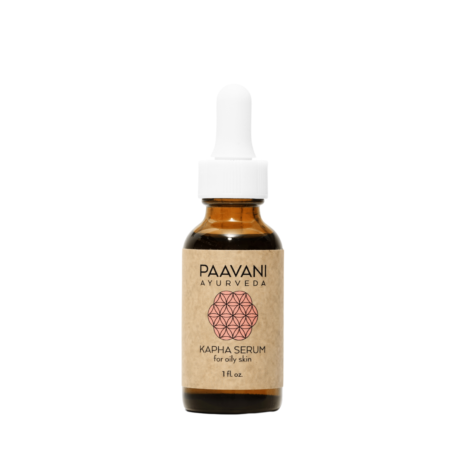 Amber glass bottle of Kapha Ayurvedic face oil serum for oily skin — view 3