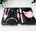 Dog grooming and walking kit with blue traction rope, nail clippers, stainless combs and storage box
