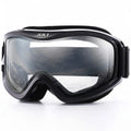 Black and transparent premium ski goggles with reflection lens and adjustable strap for winter sports