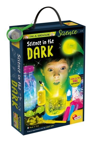 Glow in the dark kids science kit with slime powder, protective gloves, and luminescent pen