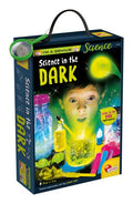 Glow in the dark kids science kit with slime powder, protective gloves, and luminescent pen