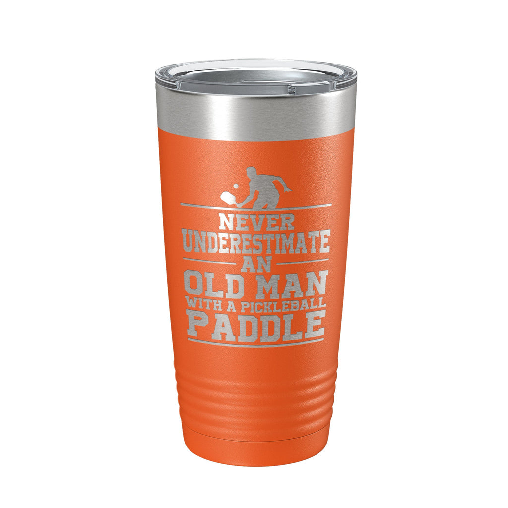 Funny pickleball tumbler with old man quote laser engraved on insulated stainless steel travel mug — view 5