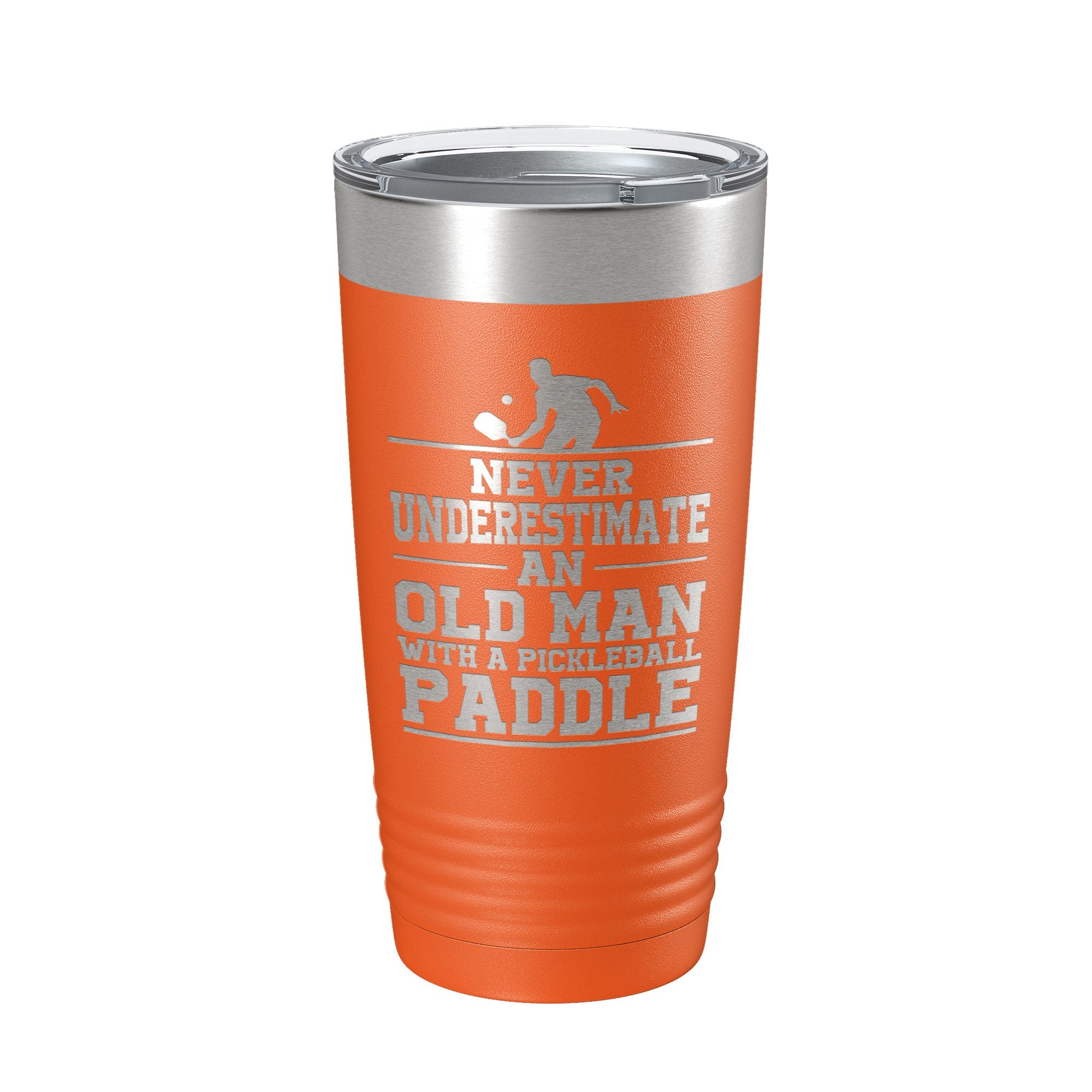 Funny pickleball tumbler with old man quote laser engraved on insulated stainless steel travel mug — view 5