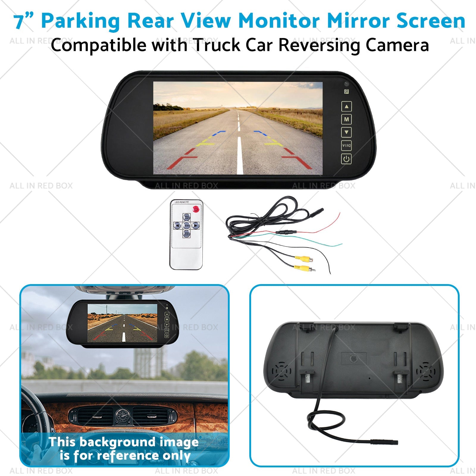 7-inch digital rearview mirror monitor screen for trucks and cars, showing reversing camera video feed — view 4