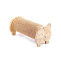 Solid wood and sisal cat scratching post with natural pine finish and compact cylindrical design