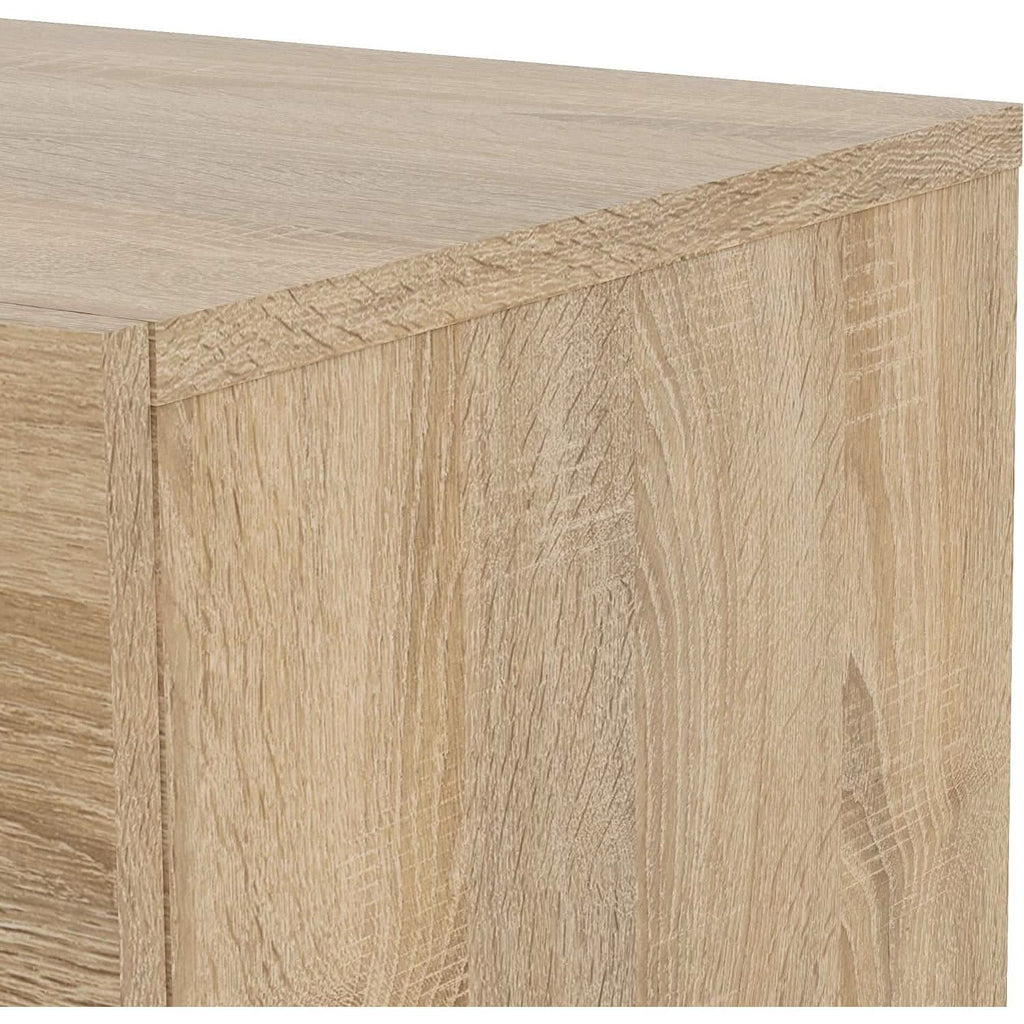 Oak structure four drawer chest with modern silver bar handles for bedroom or entryway storage — view 4