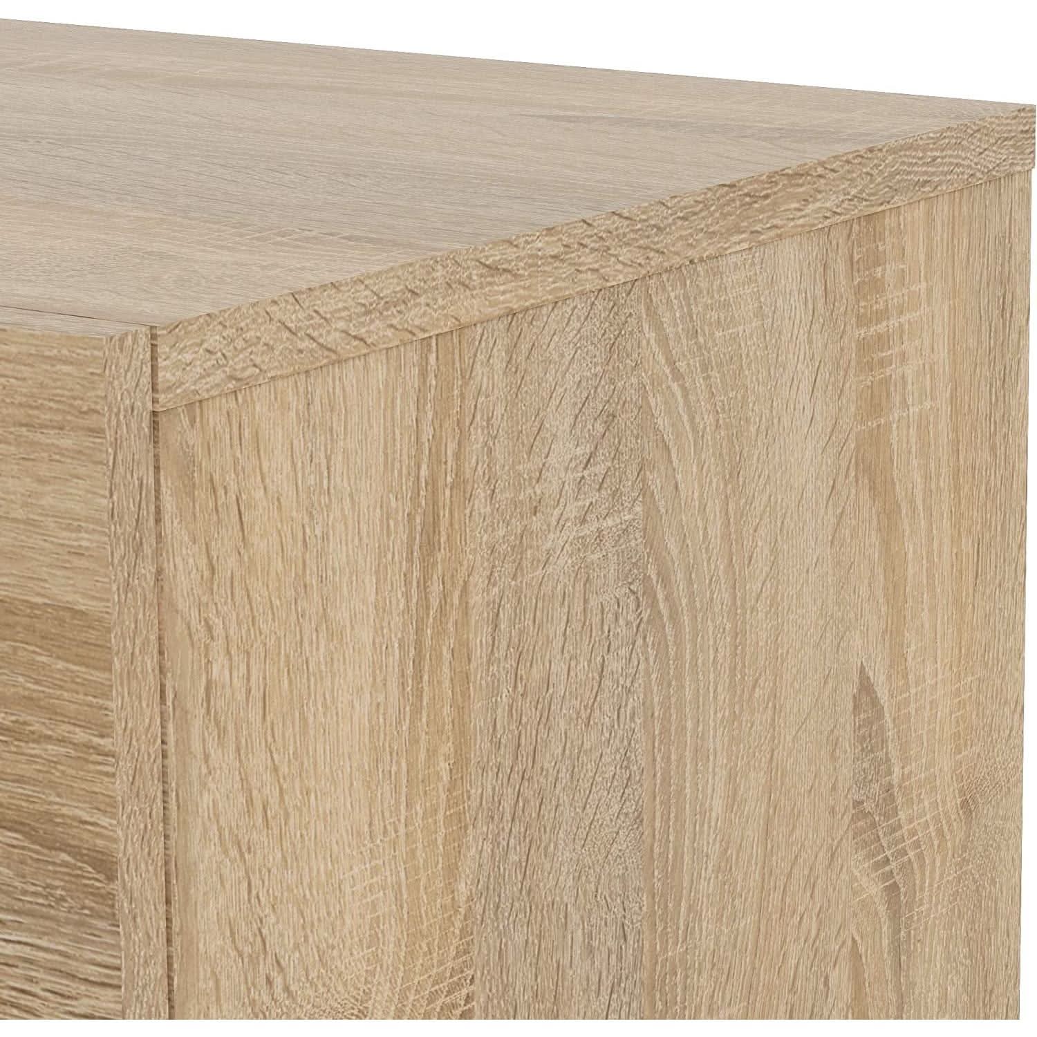 Oak structure four drawer chest with modern silver bar handles for bedroom or entryway storage — view 4
