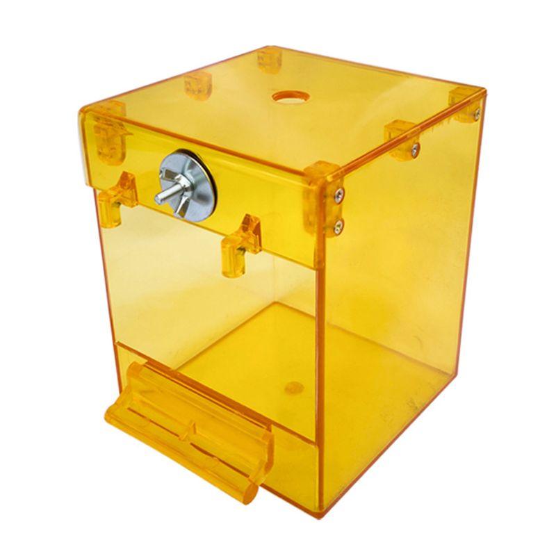 Transparent acrylic bird bath cage accessory for small parrots and finches, featuring a perch — view 5