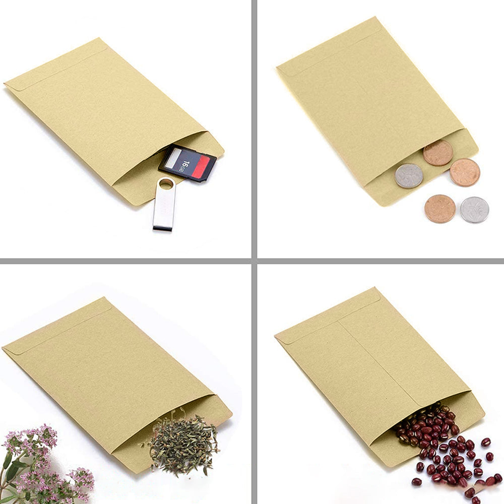Recycled yellow kraft paper mini envelopes for storing garden seeds, jewelry, and small items — view 3