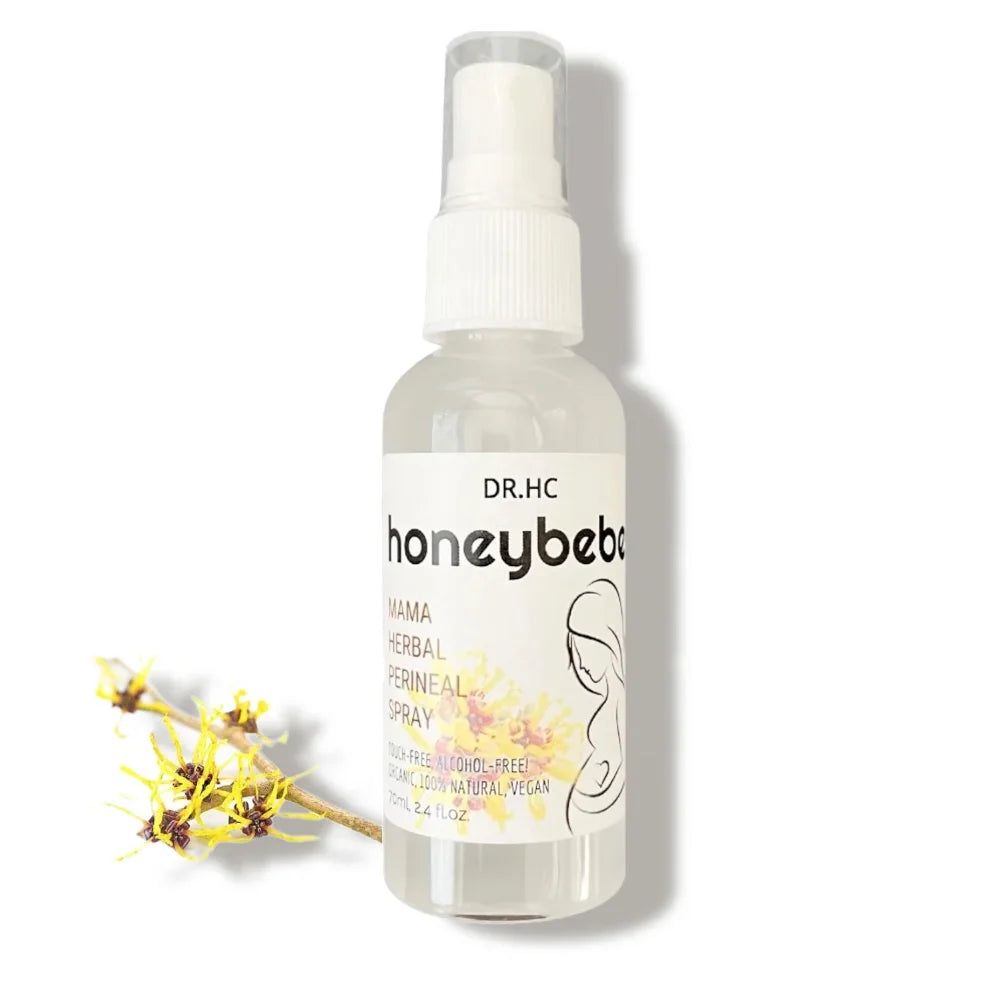 Organic postpartum perineal spray bottle with natural herbal ingredients for new mothers cooling relief