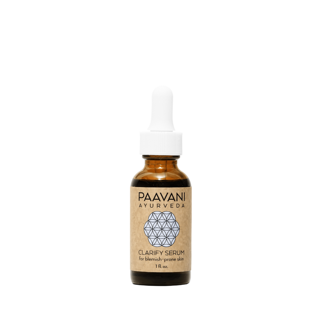 Clarify Ayurvedic face serum for blemish-prone skin in an amber glass dropper bottle — view 2