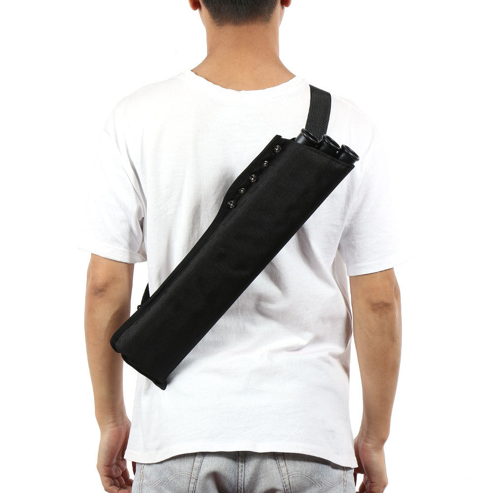 Black waterproof Oxford cloth 3-tube archery arrow quiver with adjustable waist and shoulder straps