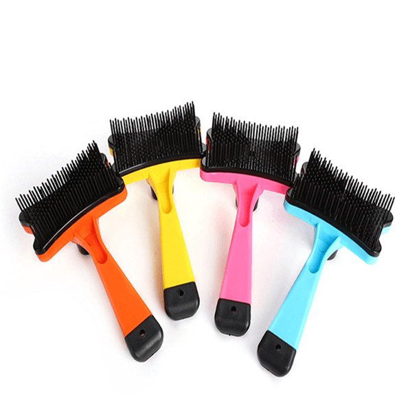 Brightly colored plastic open knot detangling grooming comb for dogs and cats with ergonomic handle — view 2