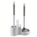 4-in-1 wall-mounted plastic toilet brush set with detachable long handle and flexible cleaning heads