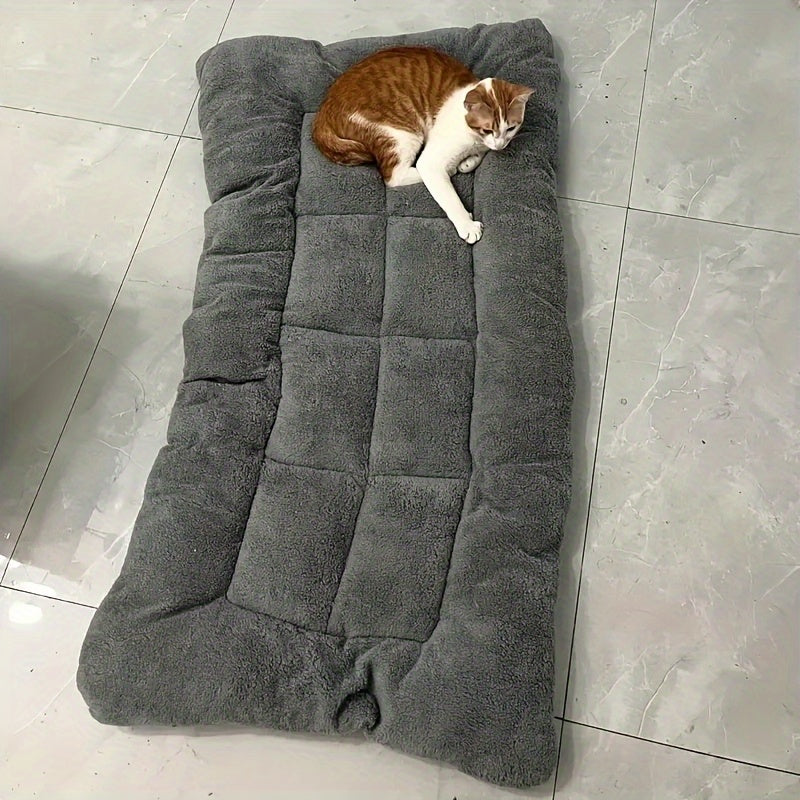 Extra-large plush dog sofa bed in grey with white trim and non-slip bottom base. — view 4