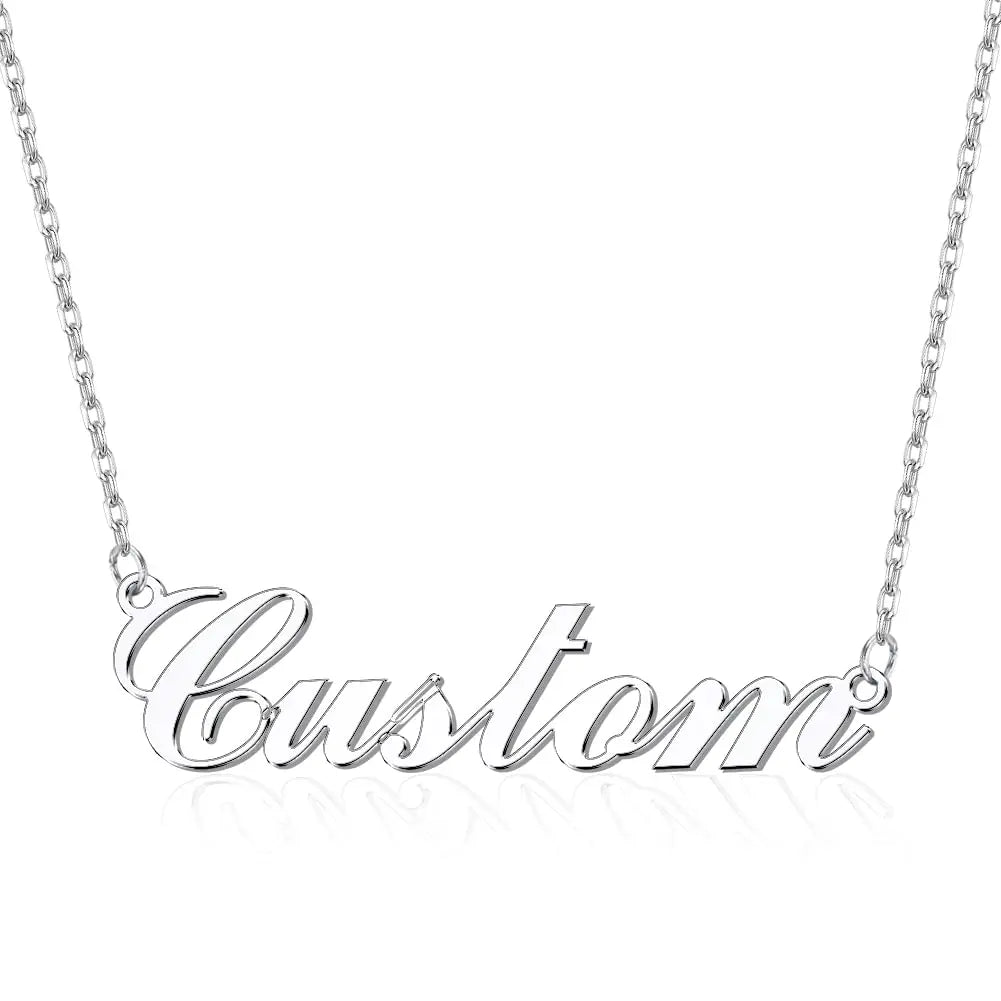 Personalized name necklace in elegant script font with a delicate gold chain and clasp. — view 2