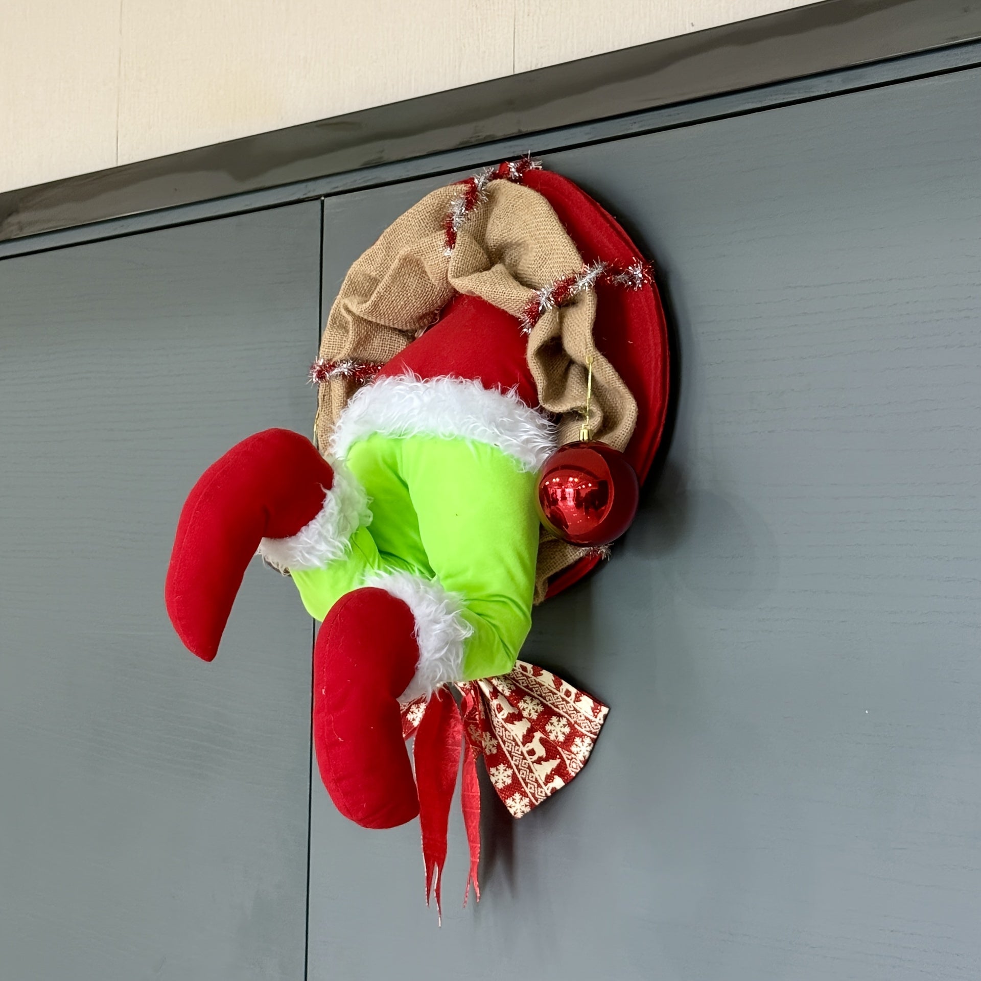 Anime-themed Christmas wreath wall hanging decor in PU fabric for front doors and outdoor festive displays — view 2