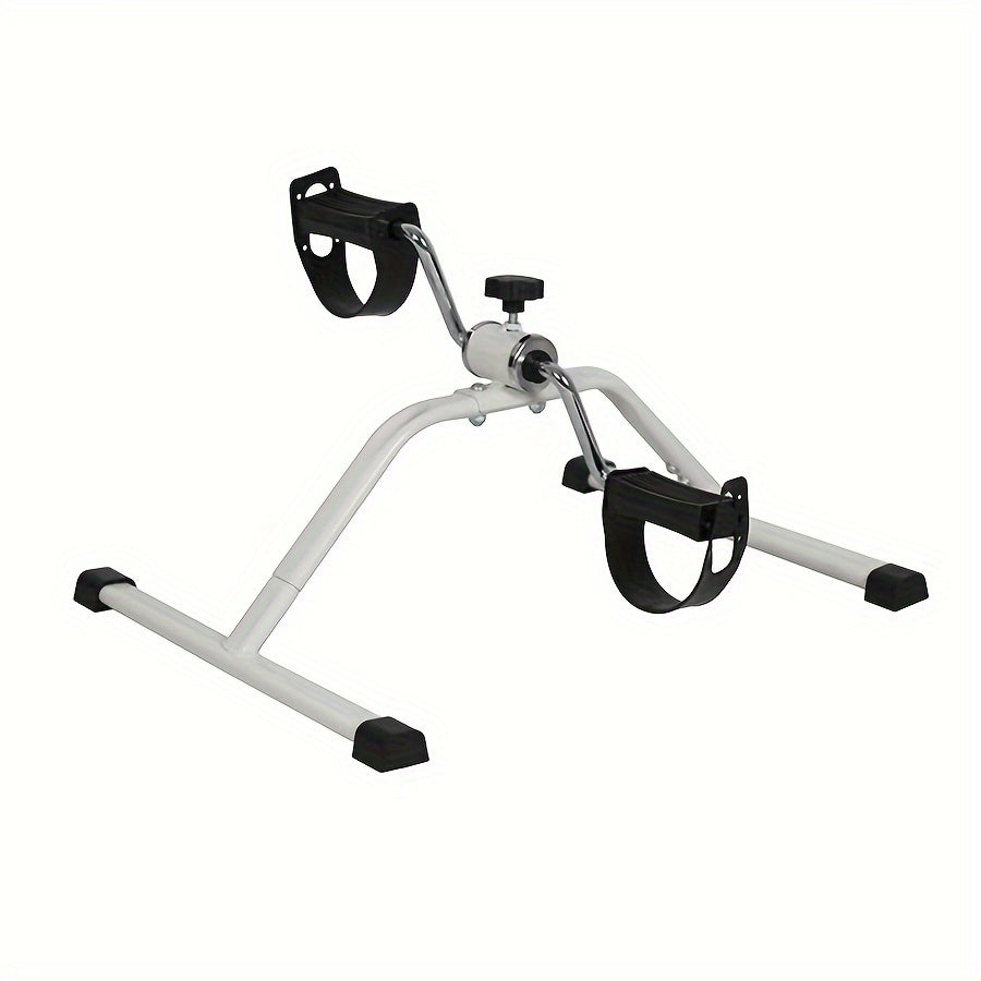 White iron home rehabilitation indoor exercise bike with foot straps and adjustable resistance