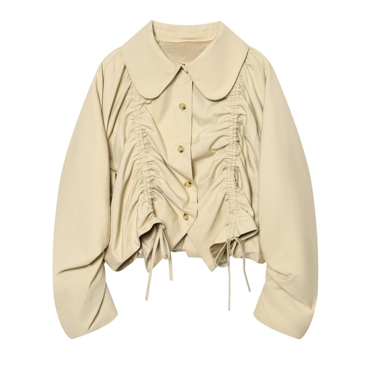 Women's Jacket Beige Peter Pan Collar BYMANYC ® New York SOHO RUCHED DRAWSTRING SHORT JACKET - New Collection-1