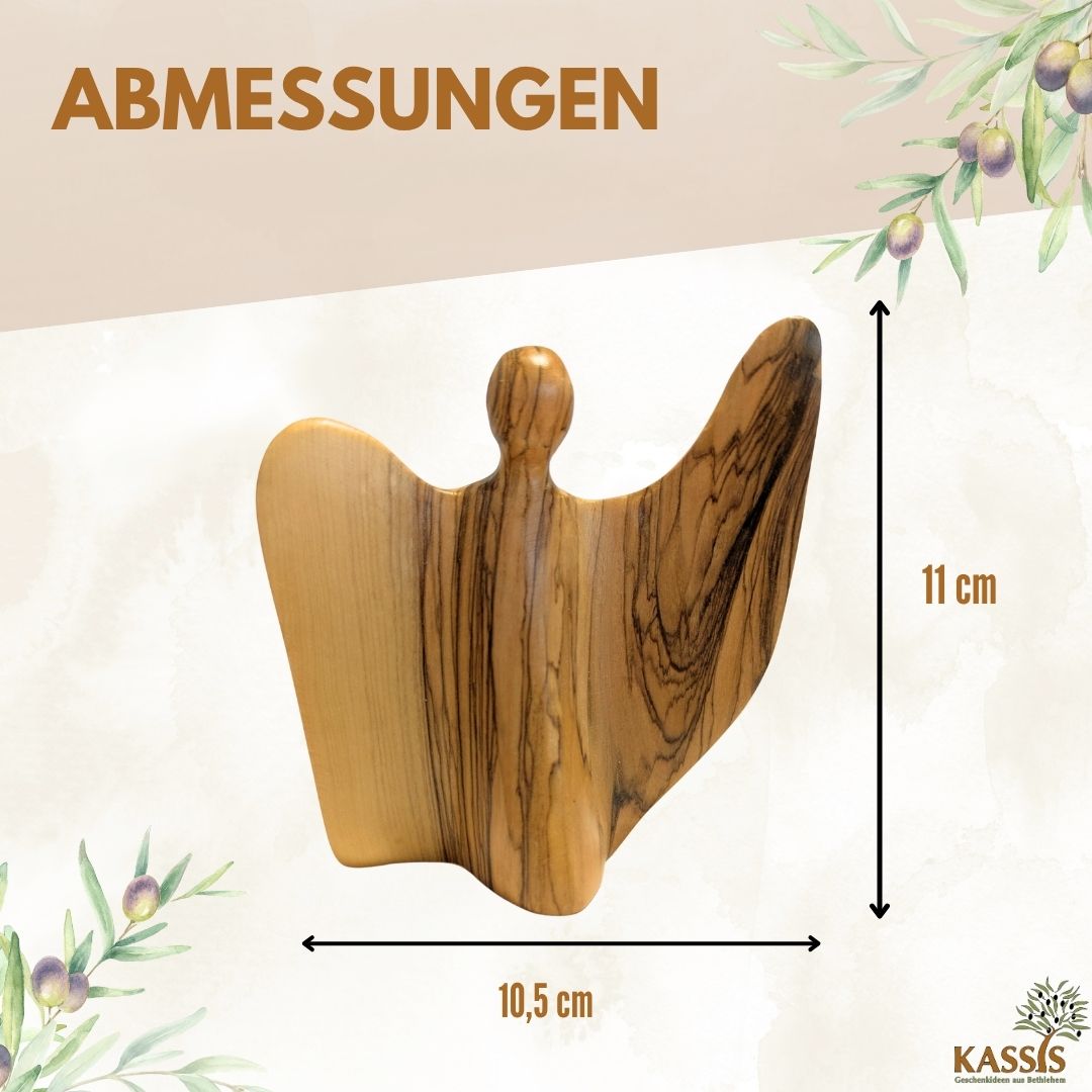 Geflügelte Engel-Figur aus Olivenholz - hergestellt in Bethlehem-3