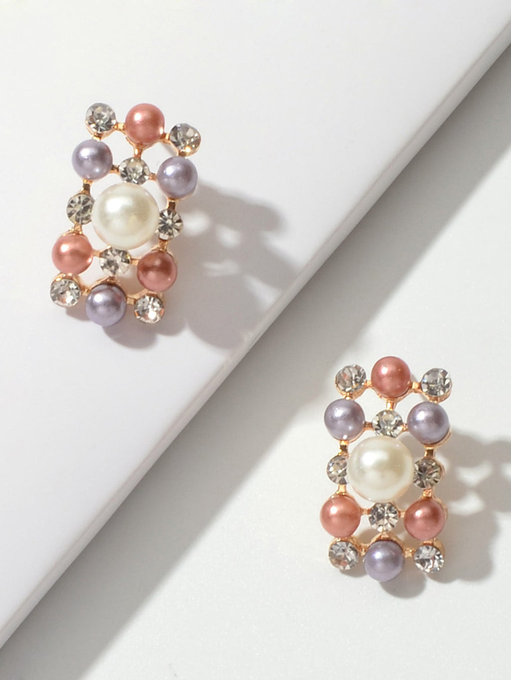 Luxurious rhinestone and pearl collar necklace with matching stud earrings set for formal engagement events. — view 5