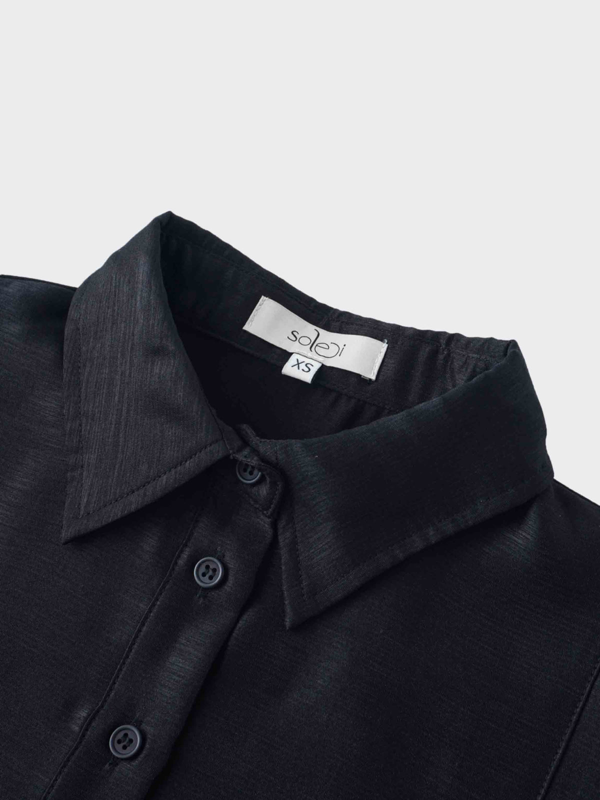 Textured Puff Sleeve Blouse-Black-4