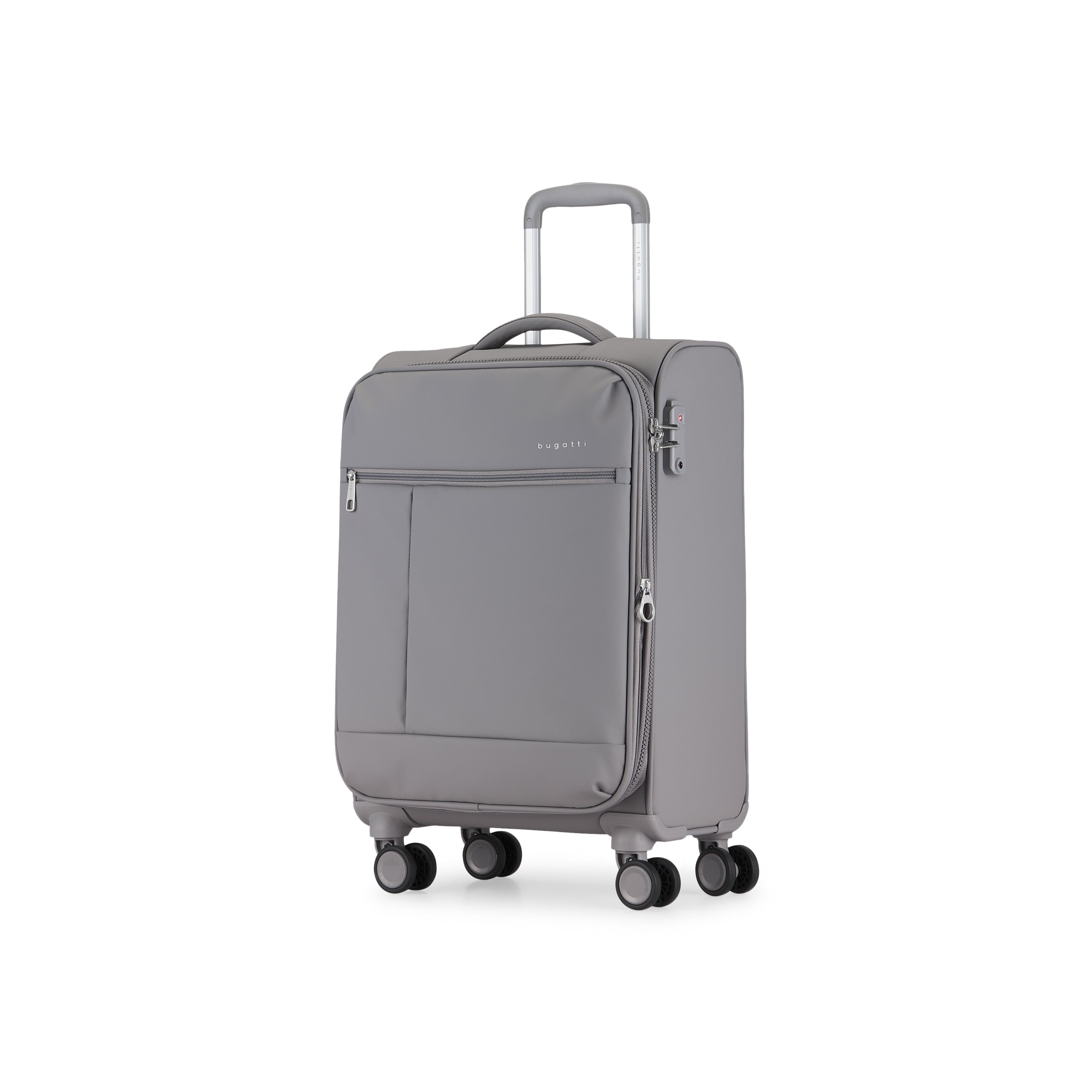 Amsterdam carry-on suitcase in sleek black featuring multi-directional spinner wheels and a telescopic handle — view 2