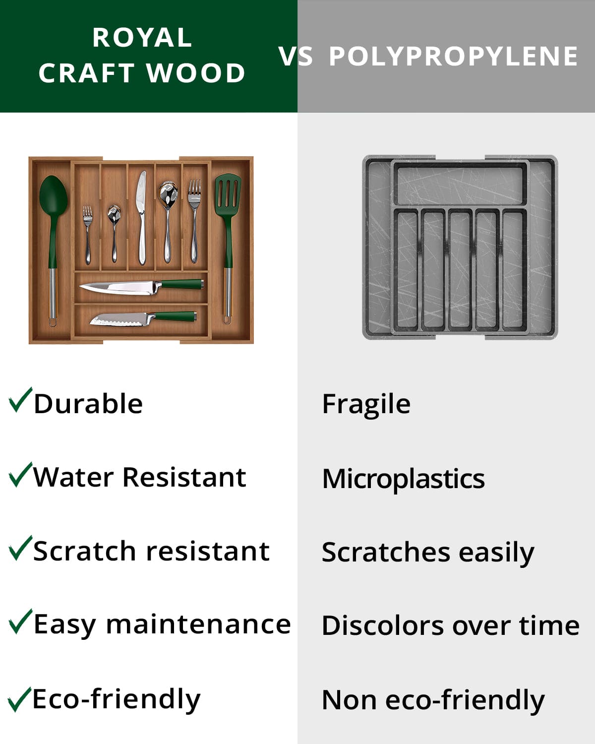 Brown bamboo silverware drawer organizer with nine slots for kitchen cutlery and utensils — view 5