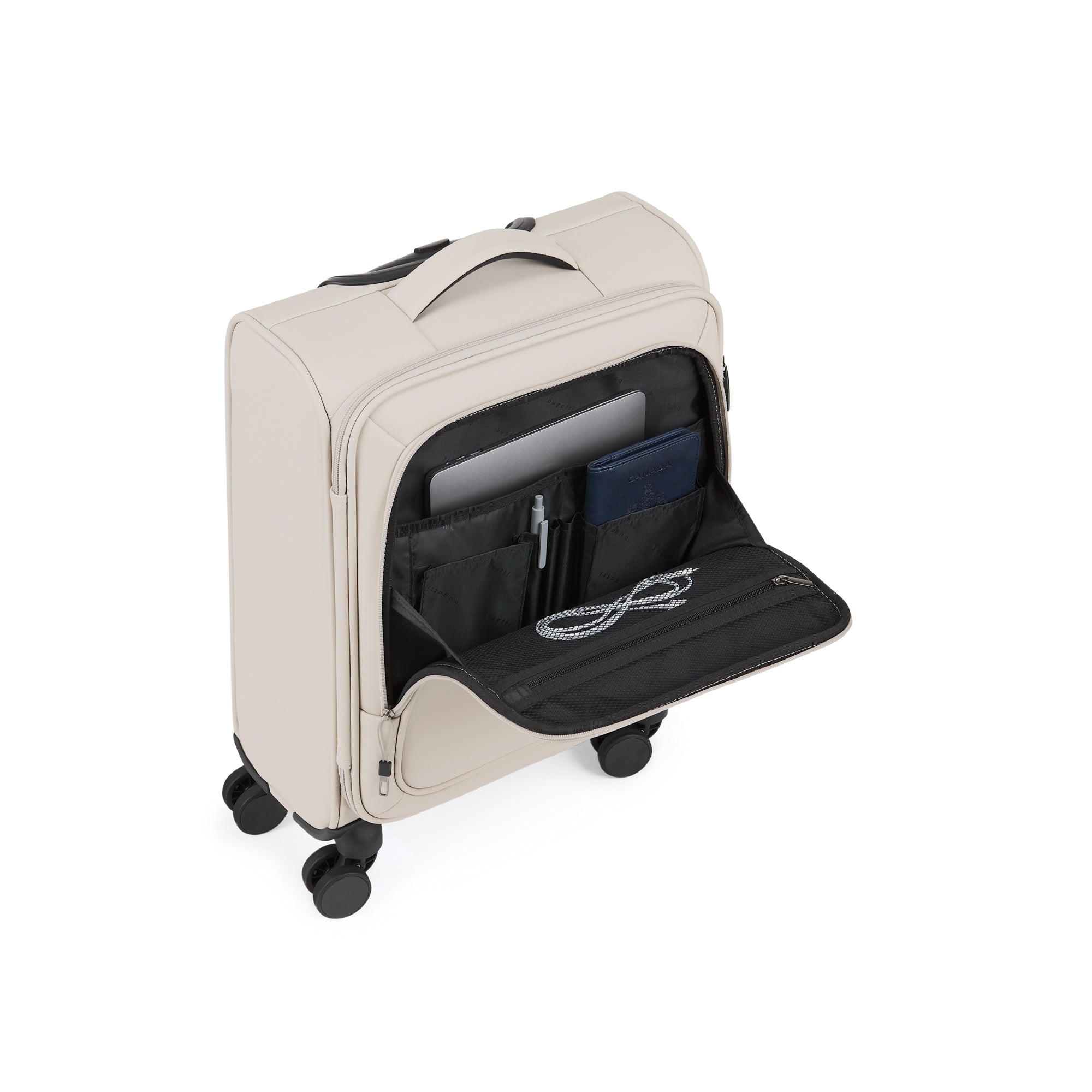 Sleek scratch-resistant Victoria Carry-On hard shell travel suitcase with multidirectional spinner wheels — view 4