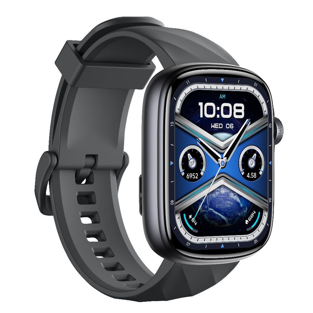 Smart eco drive watch for women with large AMOLED screen and smooth modern silicone band