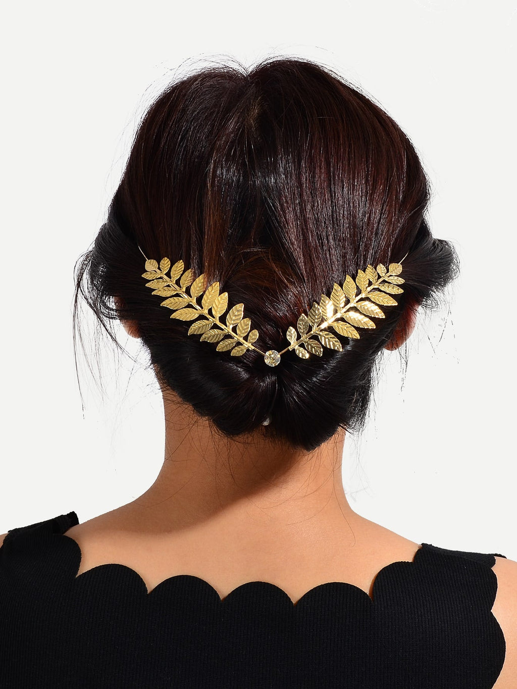 Oversized chic gold leaf hair barrette accessory for stylish everyday wear and elegant updos — view 5