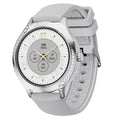 Women's fashion smart watch with diamond bezel, displaying digital fitness tracking face and elegant wristband