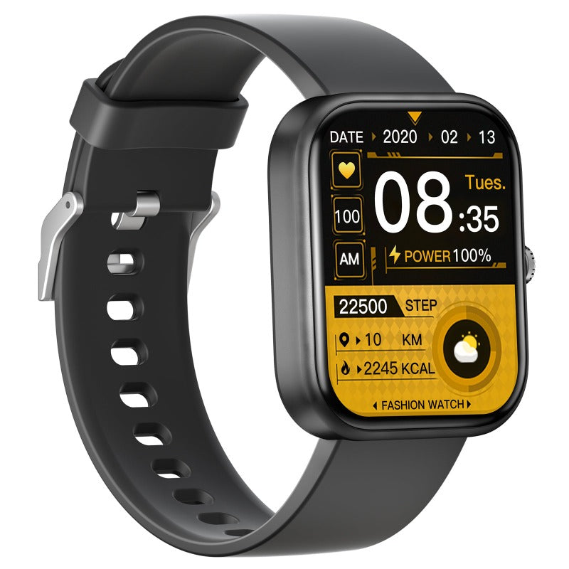 Blood glucose monitoring smartwatch with sleek digital display, modern black silicone wristband, and fitness tracking interface. — view 3