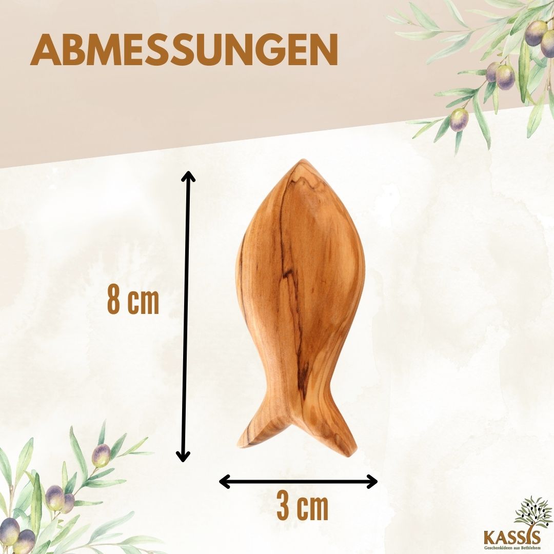 Fisch Handschmeichler aus Olivenholz | Kleiner Glücksbringer als Geschenk zur Taufe, Kommunion & Geburt-2