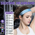 Anti-slip sports headband in breathable polyester with interior silicone grips for active fitness workouts.