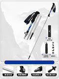 Adjustable aviation aluminum trekking pole with a foldable five-section design and shock-absorbing EVA handle