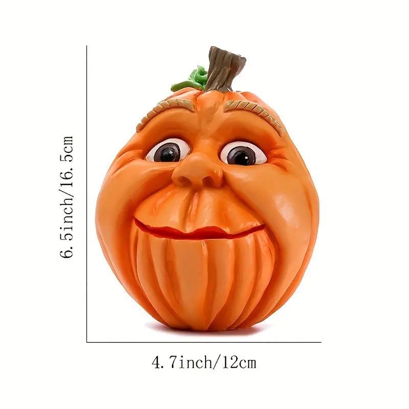 Hand-painted Halloween pumpkin resin figurine with expressive monster face for outdoor garden and tabletop decor — view 3