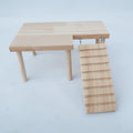 Solid wood hamster staircase playset with ladder and golden bear log toy for small pet cages