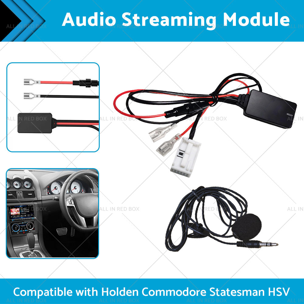Black Bluetooth 5.0 audio streaming module with 12-pin connector and microphone for vehicle stereo systems — view 2