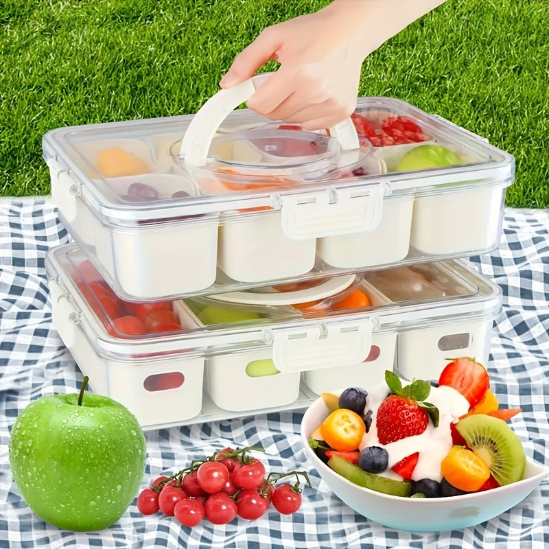 White clear 8 compartment food storage container with airtight lid and built in carrying handle — view 4