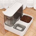 Large capacity automatic plastic cat feeder and water dispenser available in stylish modern colors.