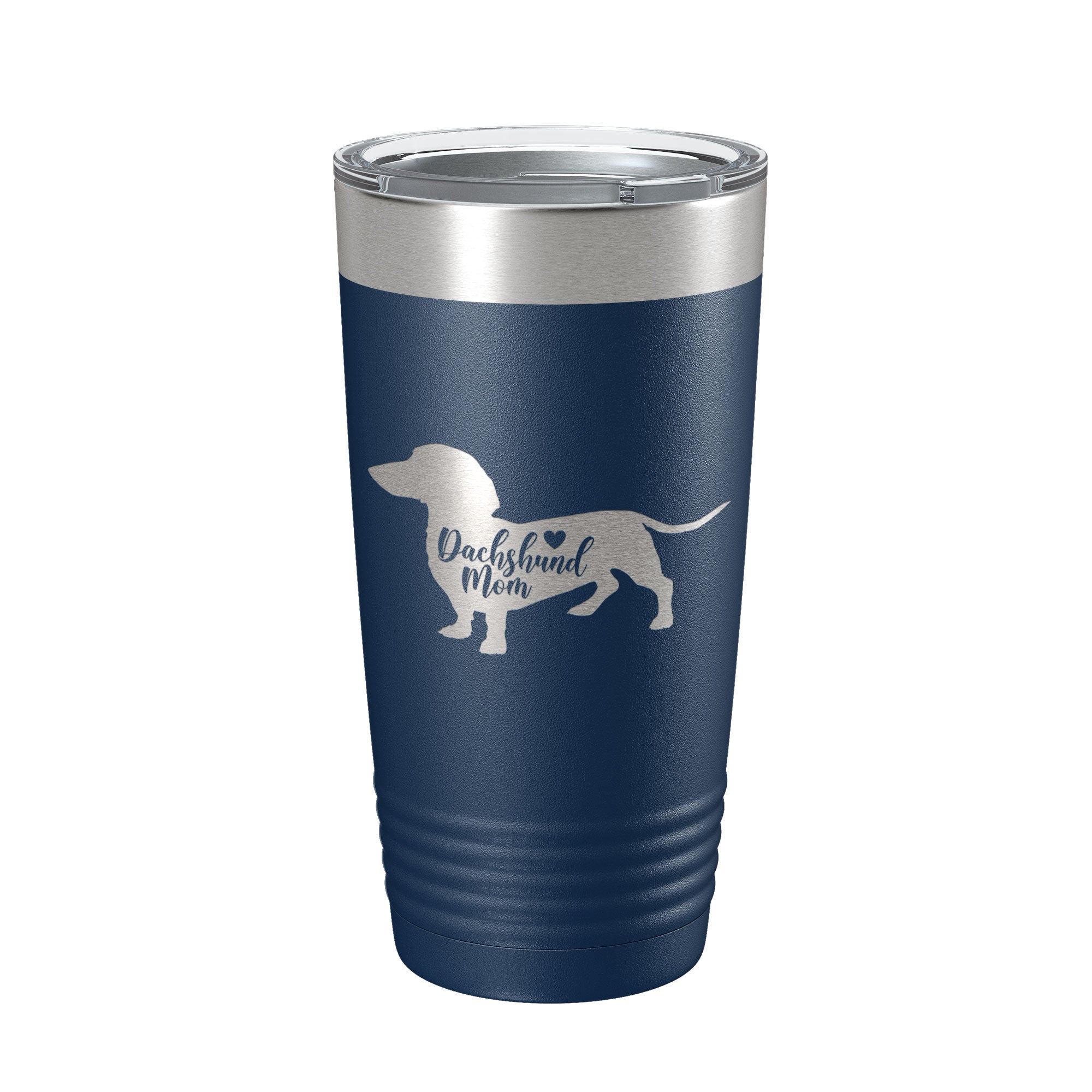 Dachshund Mom 20oz insulated stainless steel travel tumbler with clear lid and laser engraved design — view 3