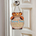Handcrafted weather-resistant baby sleeping do not knock sign with hanging rope for front door