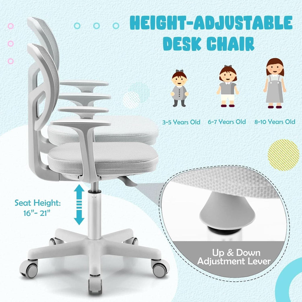 Ergonomic kids swivel desk chair with breathable mesh back and adjustable height — view 5