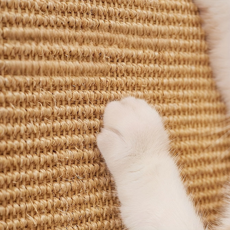 Sturdy sisal cat scratcher pad in natural beige protecting a modern sofa armrest — view 5