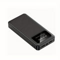 Ultra-thin 30000mAh portable power bank with dual LED flashlight for fast charging mobile devices.