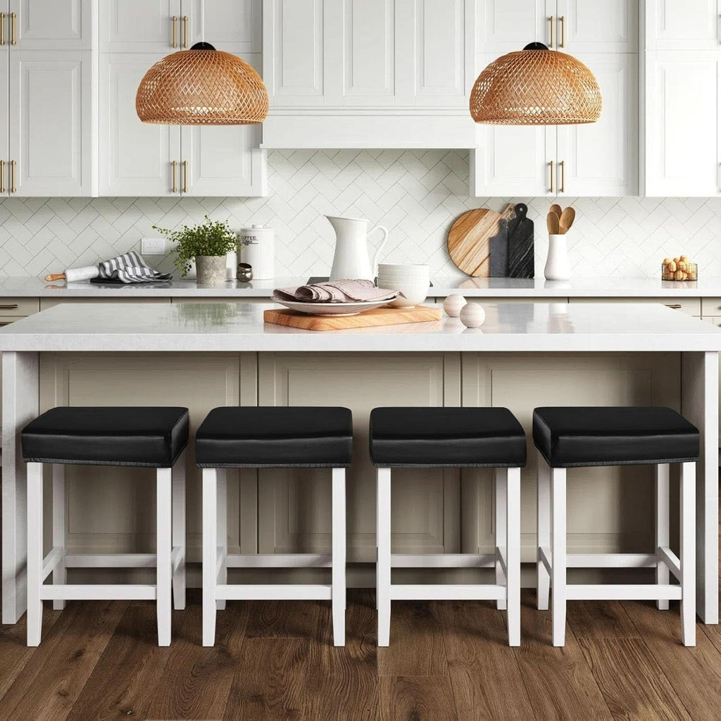 Four pack of waterproof PU leather rectangular bar stool covers in a sleek stretch fit — view 4