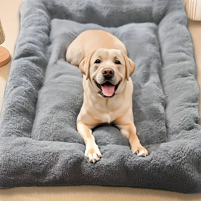 Extra-large plush dog sofa bed in grey with white trim and non-slip bottom base. — view 5