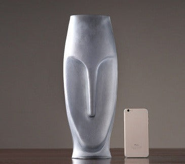 Modern face glass vase with frosted sandblasted finish abstract character silhouette for home decor — view 5